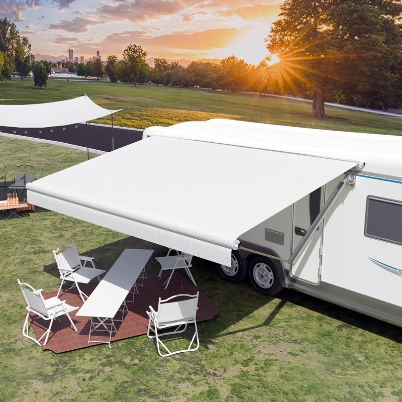 CYLAND RV Awning Fabric Replacement,18.5oz Outdoor Vinyl Camper Trailer Motorized Awning Replacement for Motorhome,Heavy Duty Weatherproof RV Canopy 10'(Fabric 9'2") White - Image 2